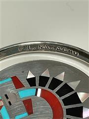 'F.L. Natachu' Zuni Inlay Turquoise Spinner Pendant 925 Silver 33.6g CJL049838